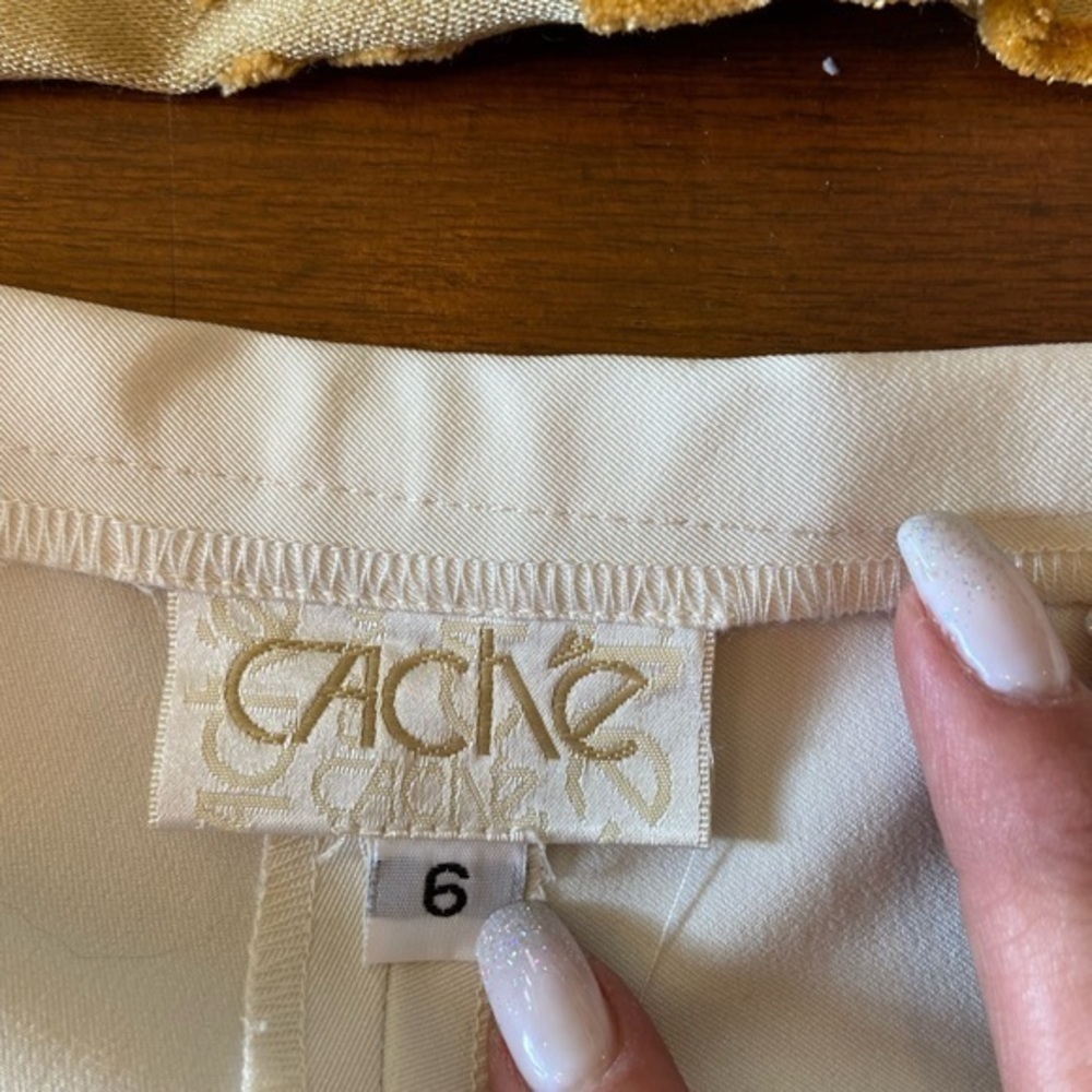 Cache cream high waisted size 6 pants vintage , zip at ankle‎ - Picture 7 of 12
